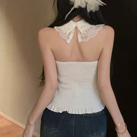 Lace collar bare top
