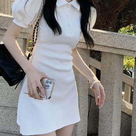 パフ袖ポロワンピース2色