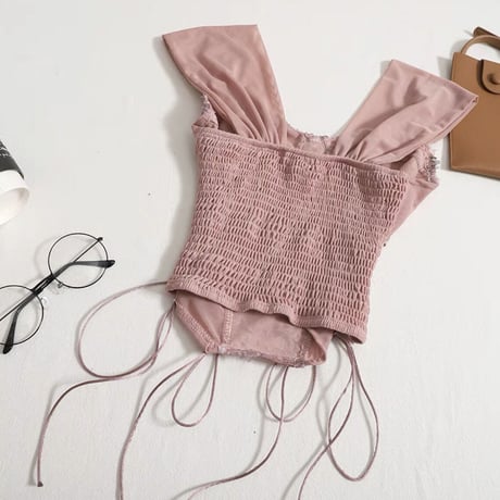 pink lace up mini tops