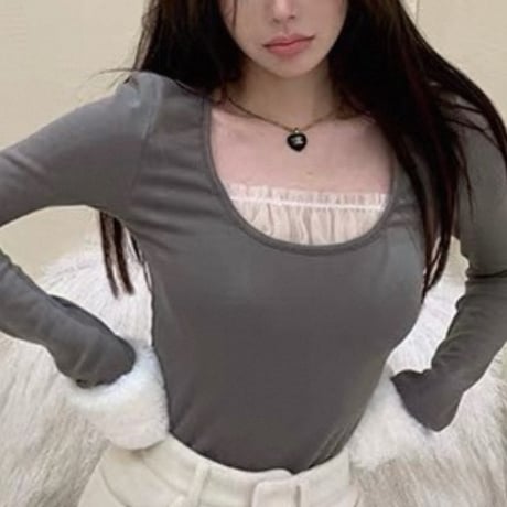 Fluffy Cuff Layered Top 2色
