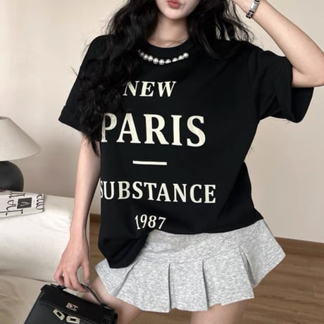 パール付きPARISトップス 3色