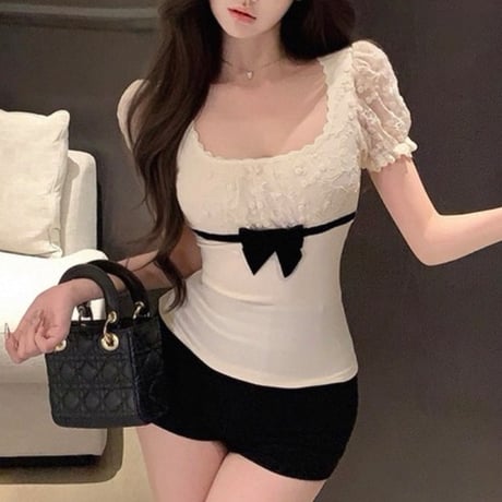 Ribbon Puff Sleeve Top