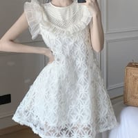 Flower lace frill op