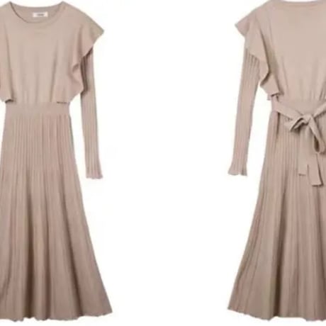 frill natural long onepiece 2色