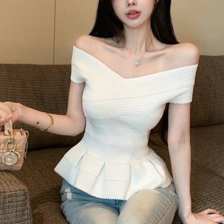 瀬戸りこ様ご着用♡Elegant Peplum Knit Top 2色
