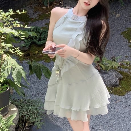 Layer Frill Chiffon Dress