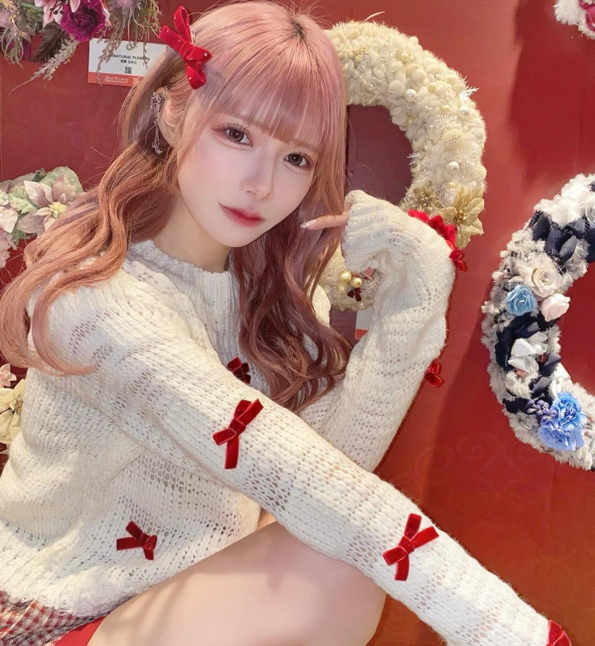 依頼価格変更中 MA＊RSキラキラチャームリボン付きジップアップスカート 結城里華様♡ぴょん様ご着用♡リボン付きトップス＋red千鳥柄スカート