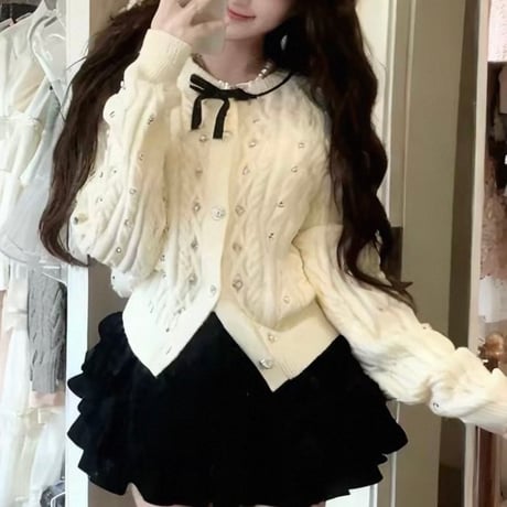 Crystal Cable Knit Cardigan