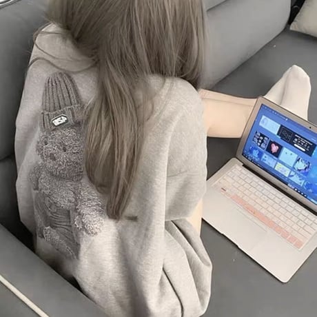 くまちゃんgrayトップス