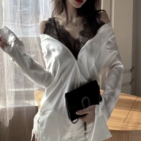つかさ様ご着用*.black lace sexy トップス