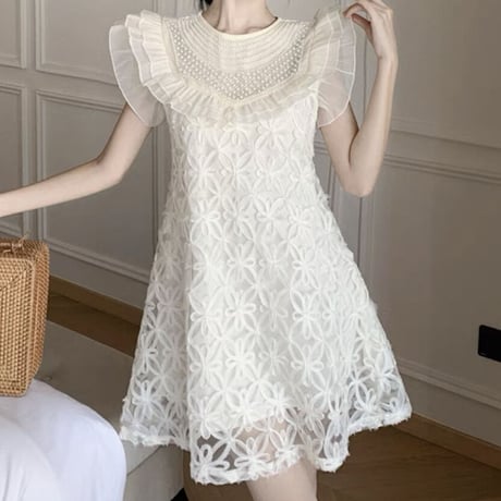 Flower lace frill op