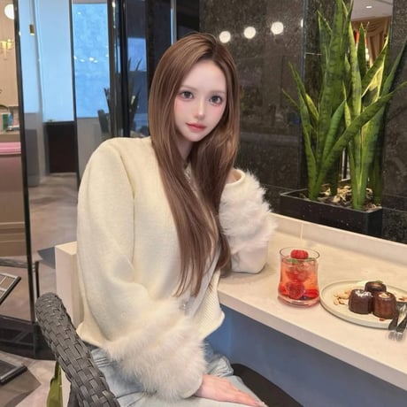 misuzu様ご着用♡パールボタン 袖fur トップス 2色