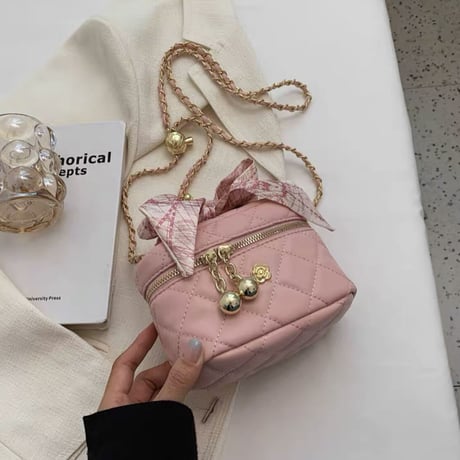 スカーフ付きキルティングバニティbag  2種3色