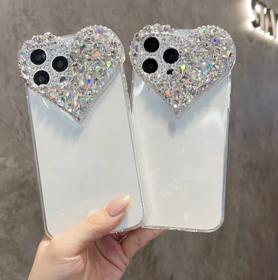 名入れ♡天然シェル✨キラキラ ハートドロップチャーム ブルー♡iPhoneケース 名入れ♡天然シェル✨キラキラ ハートドロップチャーム ブルー