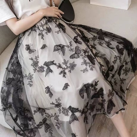 mlu様♡ご着用バタフライ シフォン スカート 3色