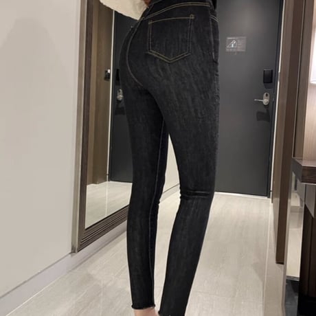 double button skinny pants 2色