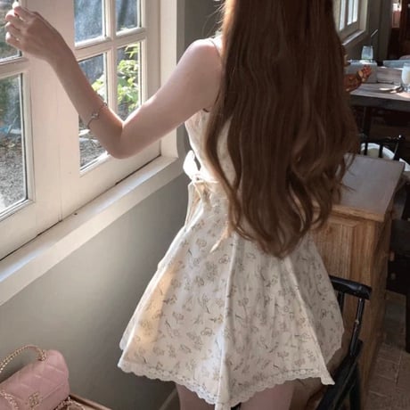 Floral Collar Belted Mini Onepiece