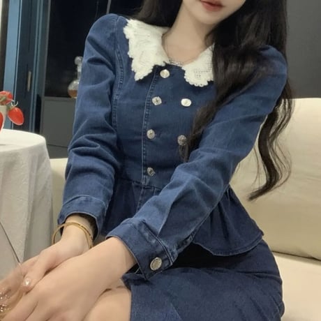 Girlie denim peplum setup