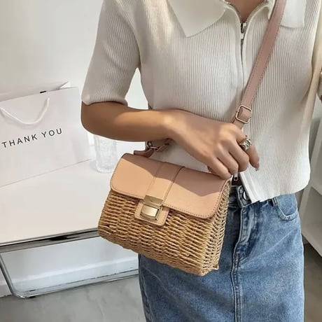pink straw bag
