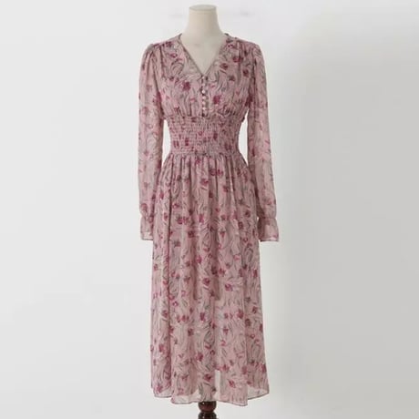 ヴァニラ様ご着用*.flower print chiffon onepiece