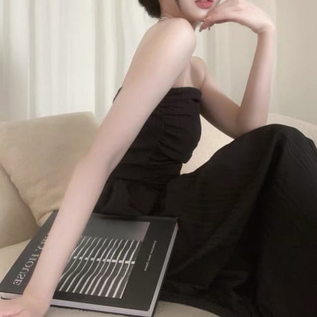 Shirring Tube Flare Dress 2色