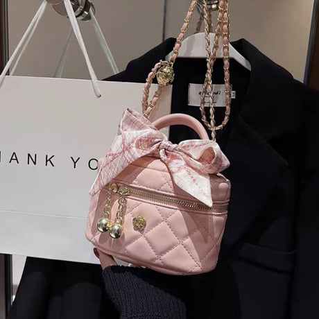 スカーフ付きキルティングバニティbag  2種3色