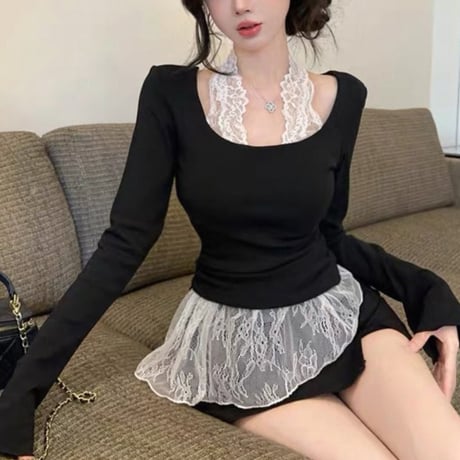 Lace Layered Knit Top