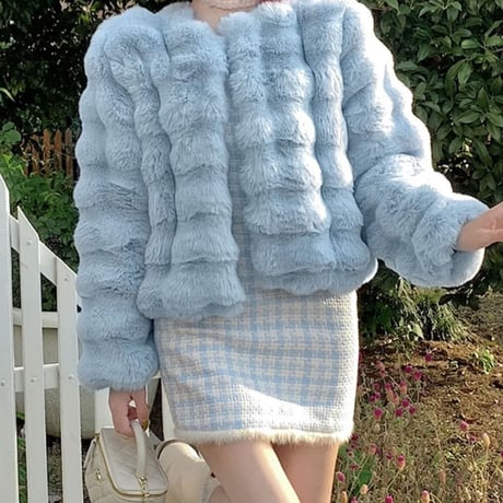 みむちゃん様ご着用♡Blue croissant far design coat