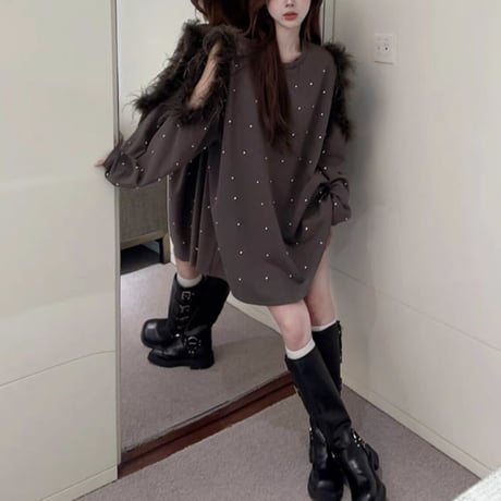 kira kira feather fur トップス 3色