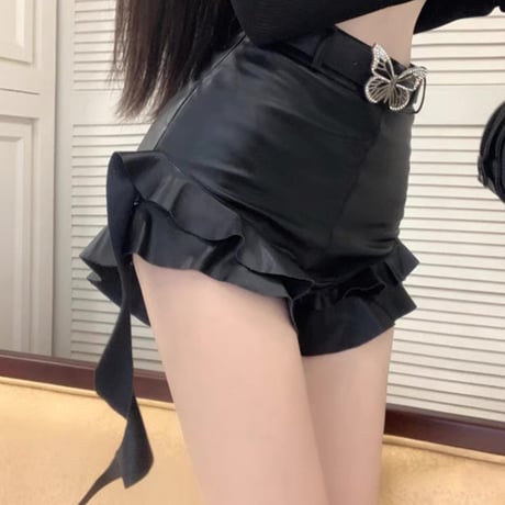 フリルレザーパンツ