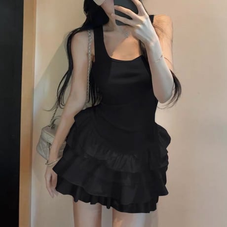 Ruffle Hem Mini Dress 2色