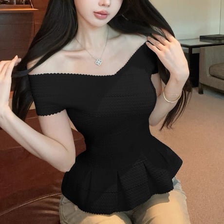 瀬戸りこ様ご着用♡Elegant Peplum Knit Top 2色