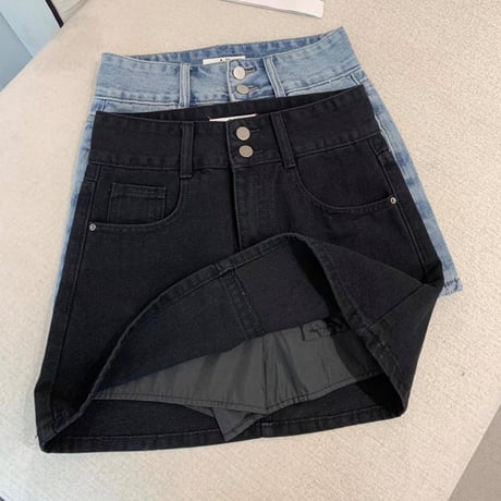 ハートデザイン denim スカート 2色