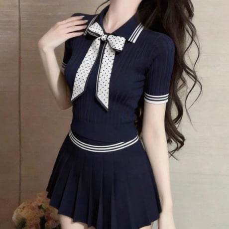 Sweet Ribbon Knit Set Up 2色