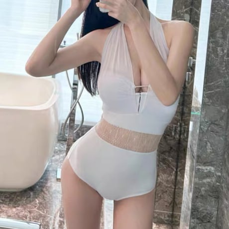 レースホルターデザインswim wear 2色