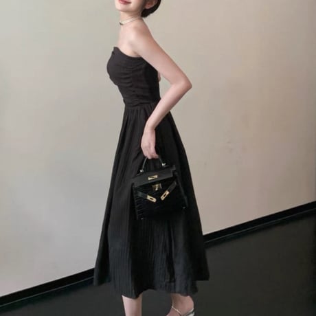 Shirring Tube Flare Dress 2色