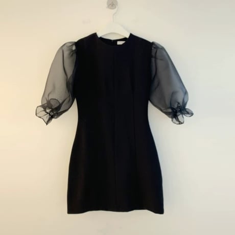 black パフスリ シースルー ワンピ