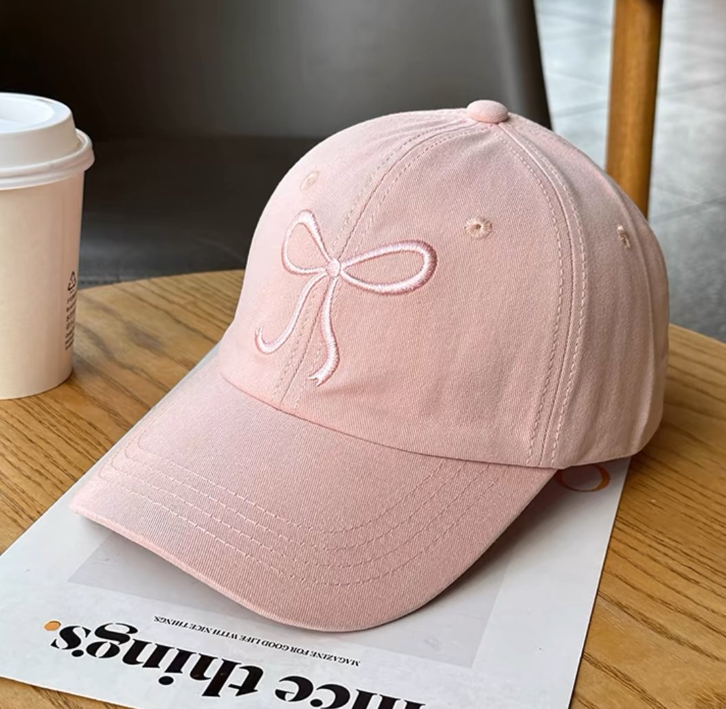 ストライプキャップ リボン付き 煌苺きらら様ご着用♡刺繍リボンキャップ 5色 | ecrea
