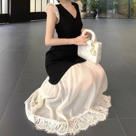 Lace Hem Layered Dress