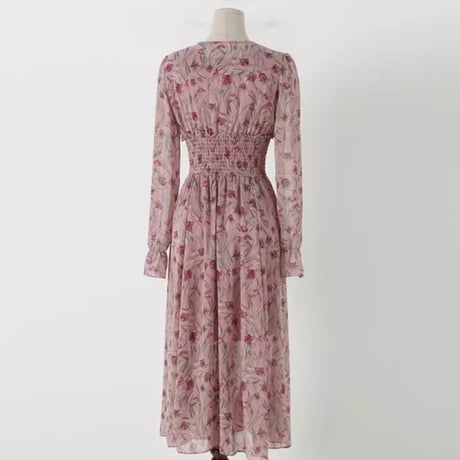 ヴァニラ様ご着用*.flower print chiffon onepiece