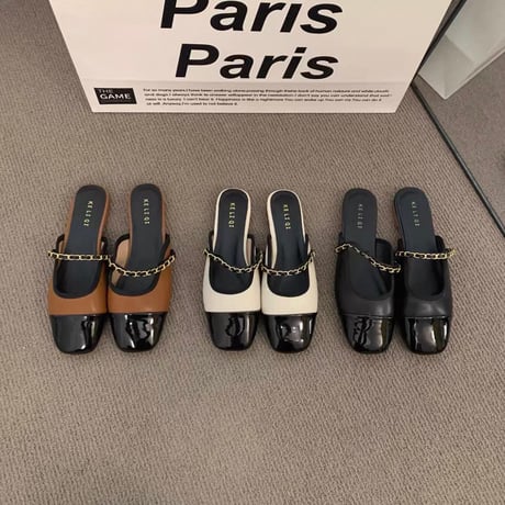 Chain Strap Flat Mule 3色