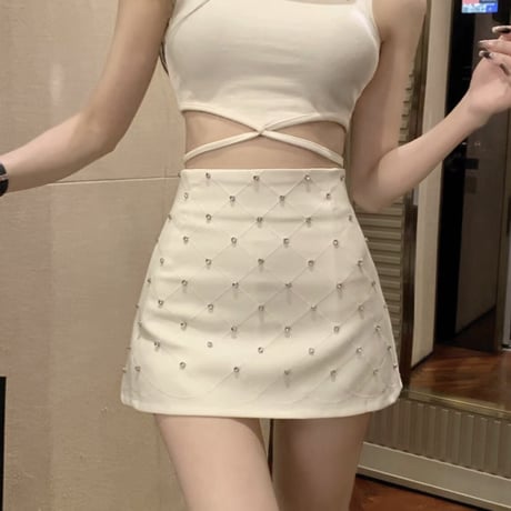 kira kira ビジュー付き スカート 2色