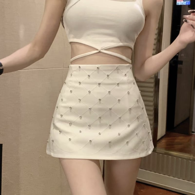 kira kira ビジュー付き スカート 2色 | ecrea 