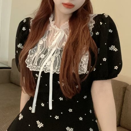 lace＆flower monotone op