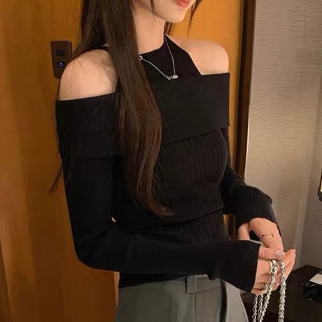Soft Rib Off Shoulder Knit Top 3色