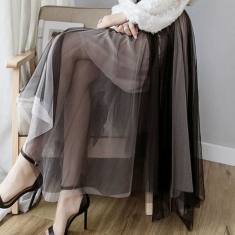 fairy chiffon long skirt 3色