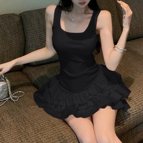 Ruffle Hem Mini Dress 2色