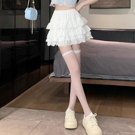 コットンレースフリルスカート