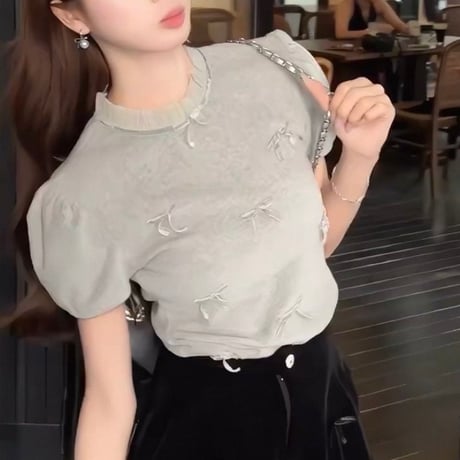 Ribbon Detail Puff Sleeve Top
