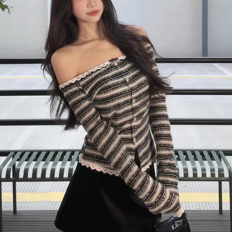 Tweed Off-Shoulder Top